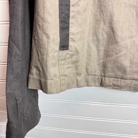 Eileen Fisher XL Coated Organic Linen Moto Jacket Asymmetric Zip Stone $258 - Picture 4 of 15